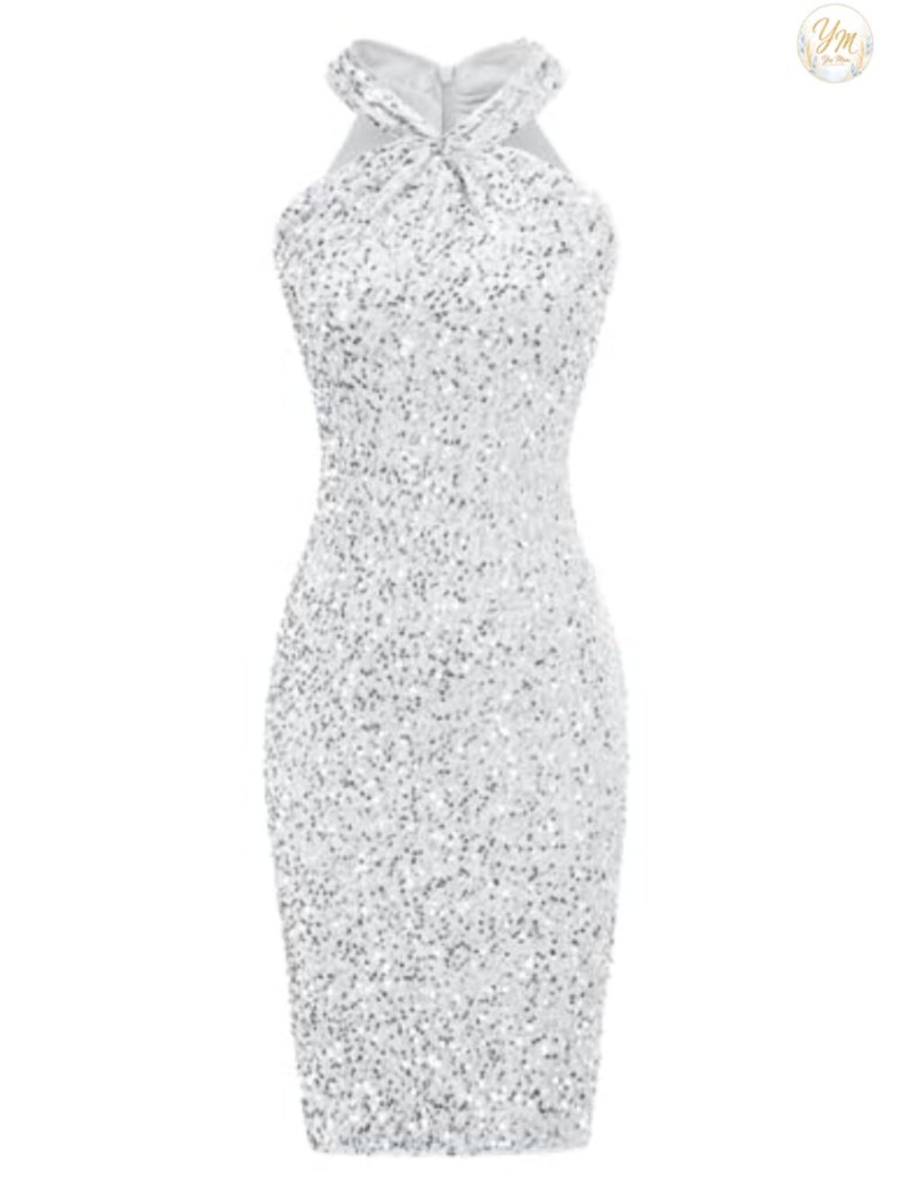 GRACE KARIN Short Sequin Bodycon Dress Halter Cocktail Party Club